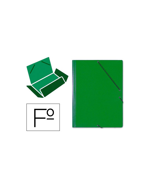 Carpeta saro gomas tres solapas carton folio color verde