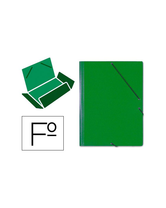 Carpeta saro gomas tres solapas carton folio color verde