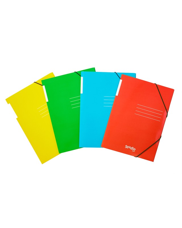 Carpeta pardo gomas solapas carton brillo expositor de 48 unidades colores surtidos