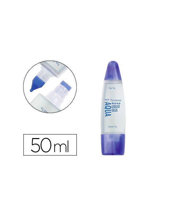 Pegamento cola liquida tombow transparente aqua permanente con 2 puntas bote de 50 ml