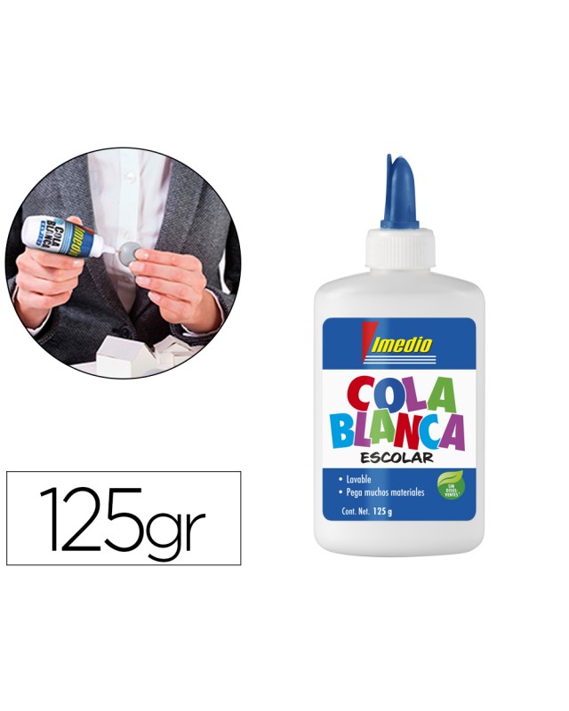 Pegamento cola blanca imedio escolar lavable bote de 125 g