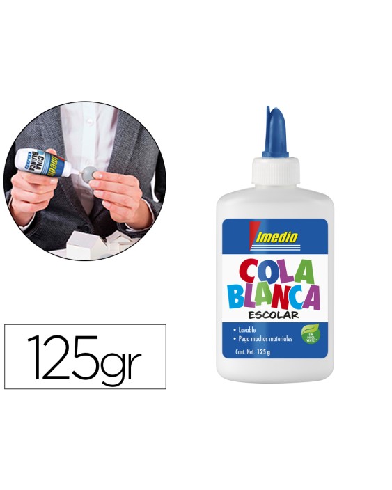 Pegamento cola blanca imedio escolar lavable bote de 125 g