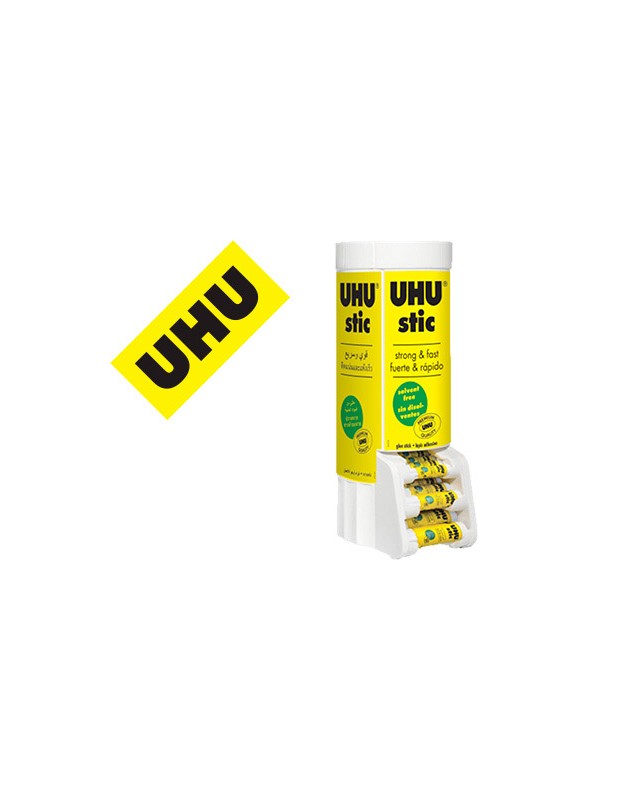 Pegamento uhu barra expositor sobremesa multiformato 8-21-40 g 530x190x210 mm + 12 uds sin cargo 21 g