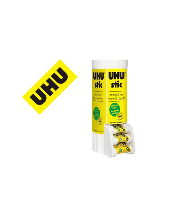 Pegamento uhu barra expositor sobremesa multiformato 8-21-40 g 530x190x210 mm + 12 uds sin cargo 21 g