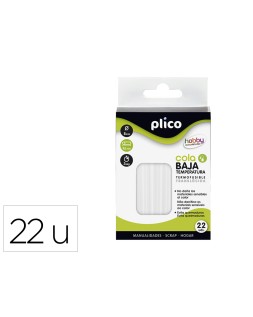 Barra termofusible plico cola baja temperatura 8 mm de diametro x 95 mm de alto blister de 22 unidades