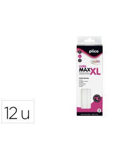 Barra termofusible plico cola max xl baja temperatura 11,5 mm de diametro x 200 mm de alto blister de 12 unidades