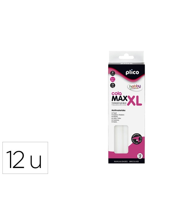 Barra termofusible plico cola max xl baja temperatura 11,5 mm de diametro x 200 mm de alto blister de 12 unidades