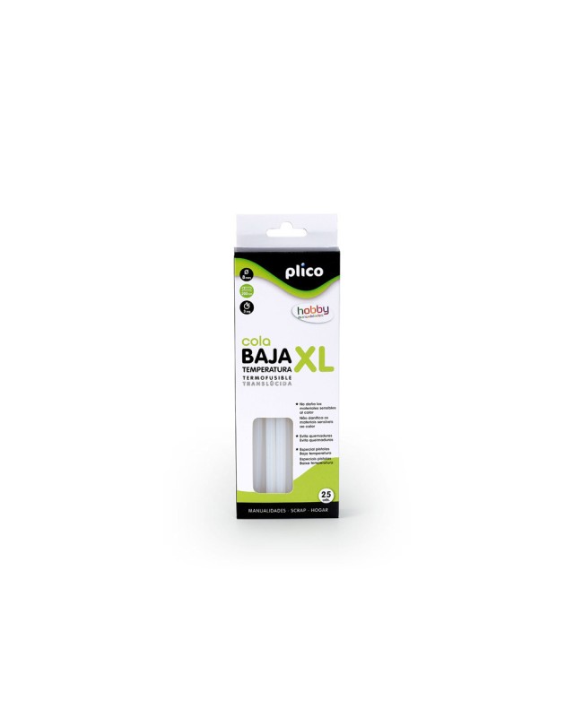Barra termofusible plico cola mini xl baja temperatura 8 mm diametro x 200 mm de alto blister de 25 unidades