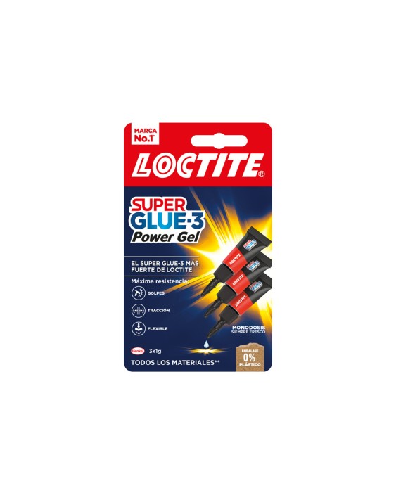 Pegamento loctite super glue-3 adhesivo instantaneo original power gel 1 g blister de 3 unidades