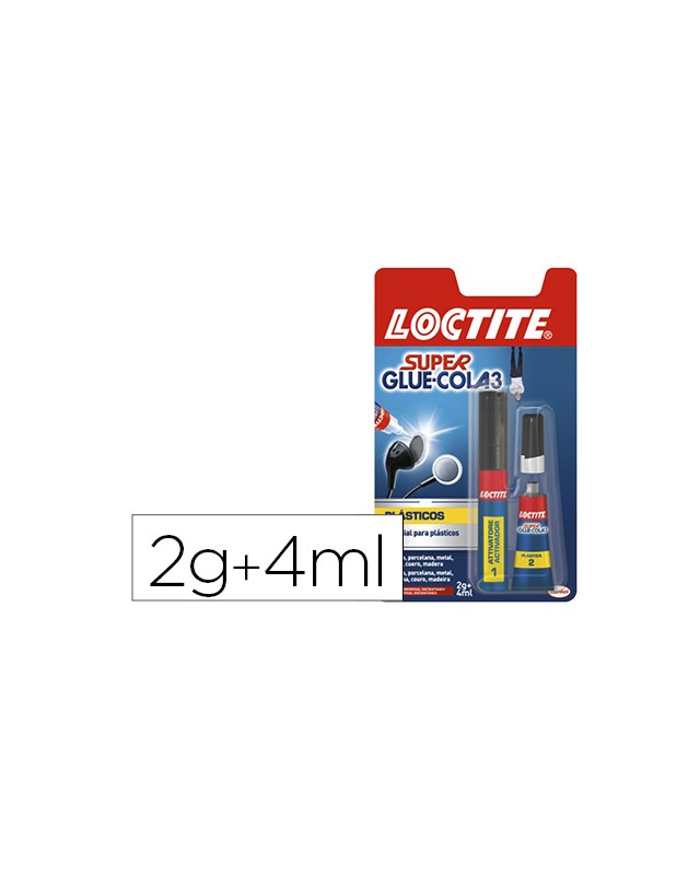 Pegamento loctite super glue 3 adhesivo instantaneo especial plastico dificiles blister 1 tubo 2 gr + 1 rotulador 4 ml
