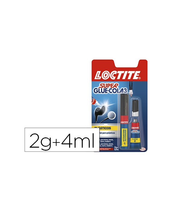 Pegamento loctite super glue 3 adhesivo instantaneo especial plastico dificiles blister 1 tubo 2 gr + 1 rotulador 4 ml