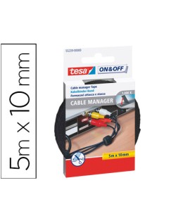 Velcro adhesivo tesa para agrupar cables 5 m x 10 mm color negro