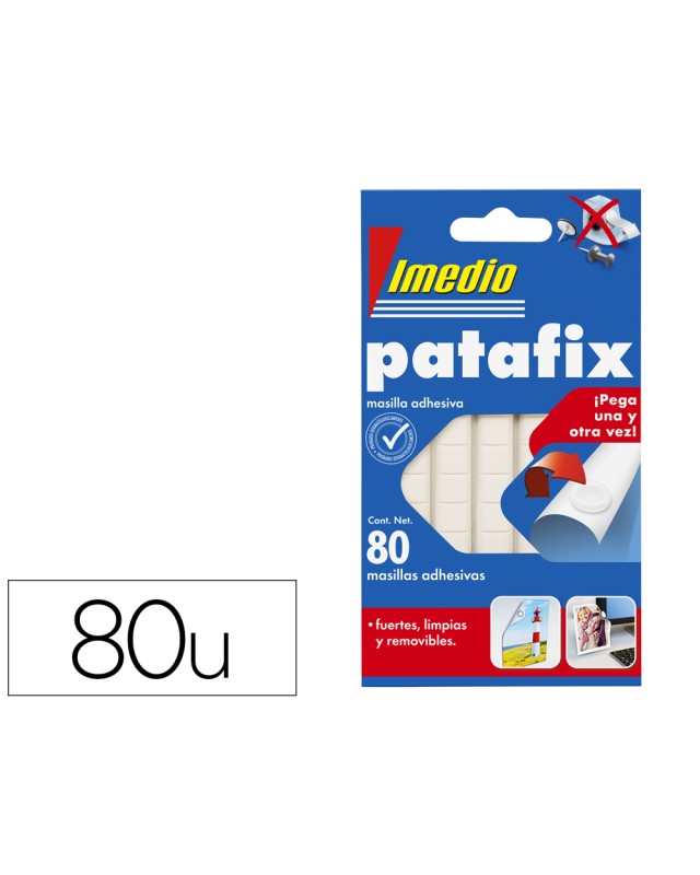 Sujetacosa imedio patafix masilla adhesiva removible blister de 80 unidades