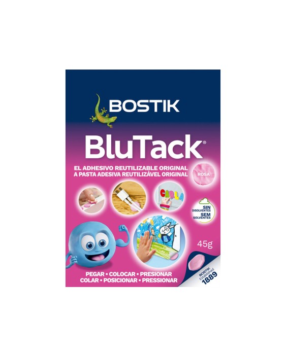 Sujetacosa masilla bostik blu tack rosa blister de 45 g