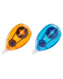 Corrector q-connect cinta blanco 5 mm x 6 m blister 2 unidades azul y naranja