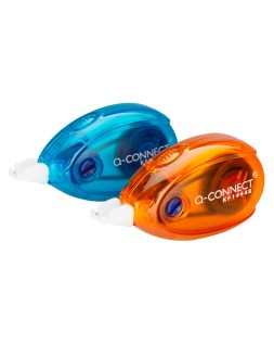 Corrector q-connect cinta blanco 5 mm x 6 m blister 2 unidades azul y naranja