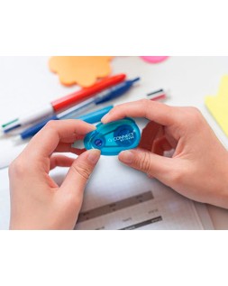 Corrector q-connect cinta blanco 5 mm x 6 m blister 2 unidades azul y naranja