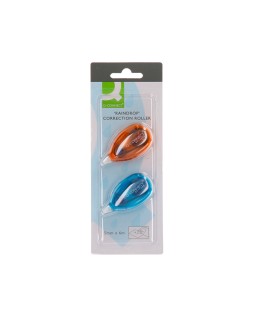 Corrector q-connect cinta blanco 5 mm x 6 m blister 2 unidades azul y naranja