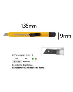 Cuter q-connect plastico estrecho cuchilla 9 mm xd-04 con clip blister 1 unidad