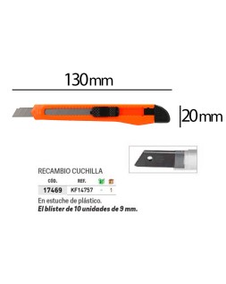 Cuter q-connect plastico estrecho cuchilla 9 mm xd-05 con clip blister 1 unidad