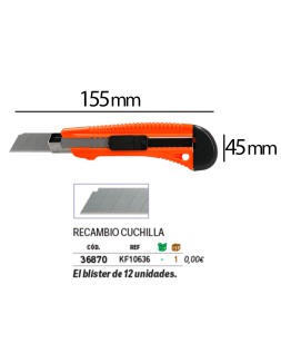 Cuter q-connect plastico ancho retractil cuchilla 18 mm xd-38 blister 1 unidad