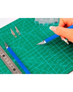 Bisturi q-connect metalico aleacion de aluminio con goma - 5 cuchillas de repuesto - blister 1 unidad