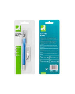 Bisturi q-connect metalico aleacion de aluminio con goma - 5 cuchillas de repuesto - blister 1 unidad