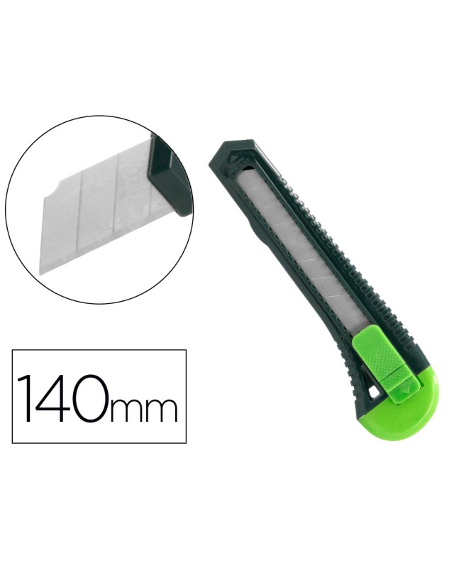Cuter q-connect plastico ancho con asa para colgar cuchilla 18 mm xd-43 blister 1 unidad