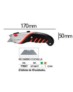 Cuter q-connect metalico ancho aleacion de aluminio - 2 cuchillas de repuesto - cuchilla 19 mm xd-8300 blister 1 unida