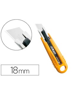 Cutter de seguridad cuchilla ancha 18 mm cuerpo acero inoxidable recubierto resina abs