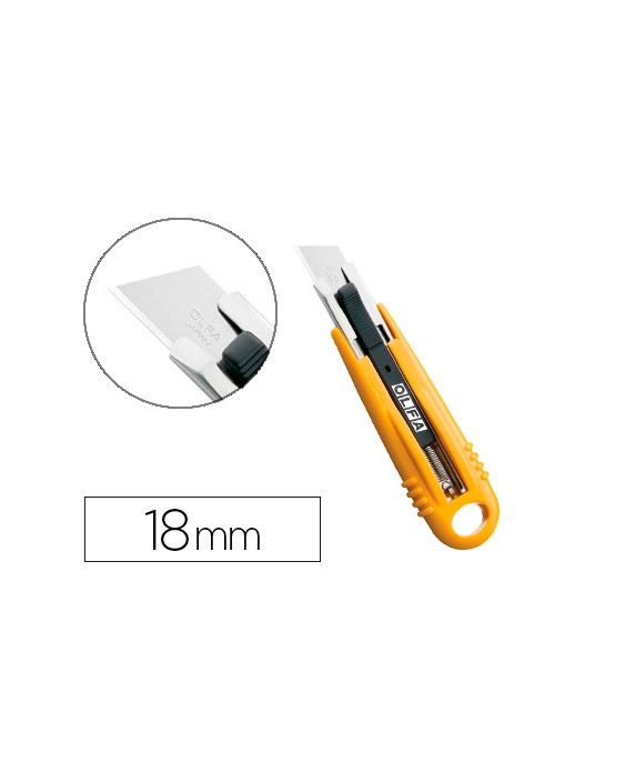 Cutter de seguridad cuchilla ancha 18 mm cuerpo acero inoxidable recubierto resina abs
