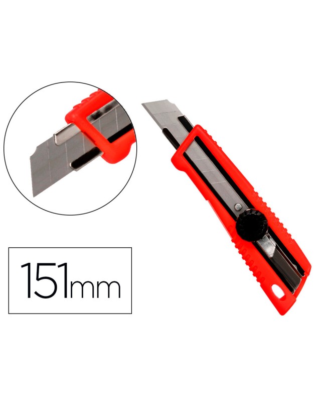 Cuter q-connect plastico ancho bloqueo de la hoja por rueda guia metalica para la cuchilla 18 mm xd-190 blister 1 unida