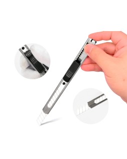 Cuter q-connect metalico estrecho cuchilla ceramica 9 mm xd-c18 con clip blister 1 unidad