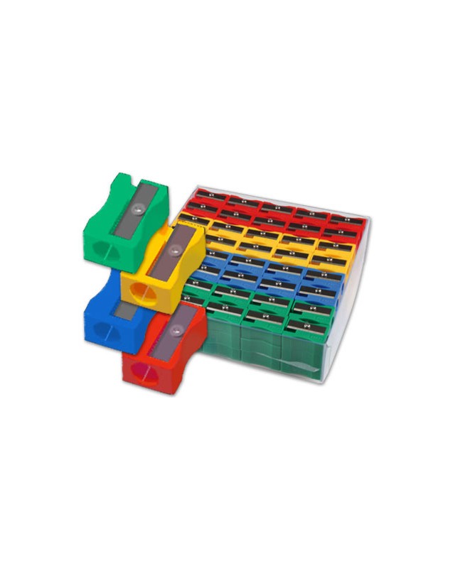 Sacapuntas liderpapel plastico 1 uso caja de 120 unidades colores surtidos
