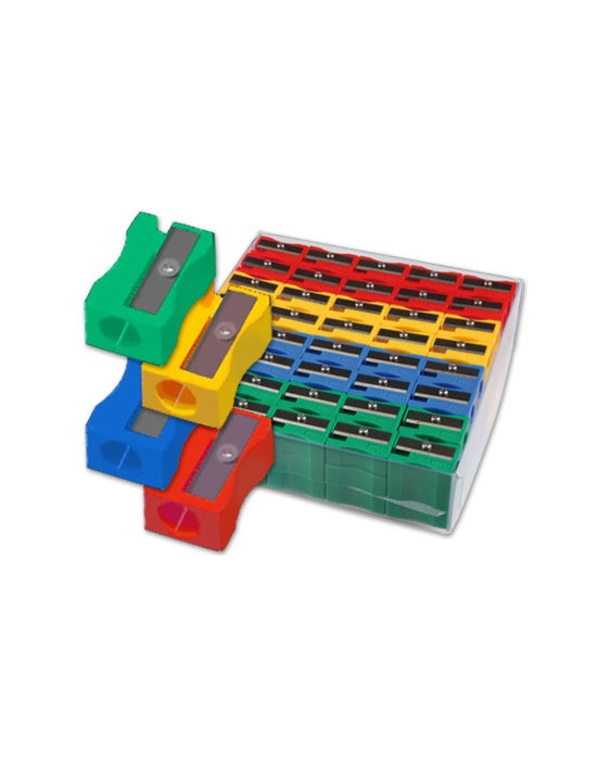 Sacapuntas liderpapel plastico 1 uso caja de 120 unidades colores surtidos