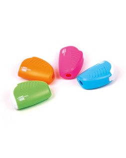 Sacapuntas liderpapel plastico 1 uso con deposito colores surtidos