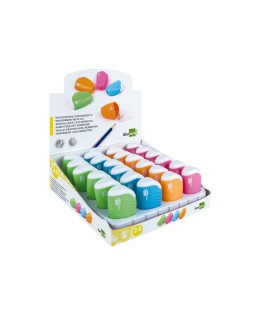 Sacapuntas liderpapel plastico 1 uso con deposito colores surtidos