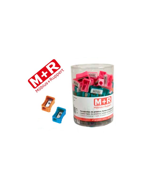 Sacapuntas m+r 304 plastico rectangular 1 uso colores surtidos