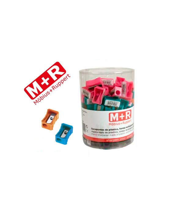 Sacapuntas m+r 304 plastico rectangular 1 uso colores surtidos