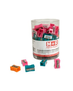 Sacapuntas m+r 304 plastico rectangular 1 uso colores surtidos