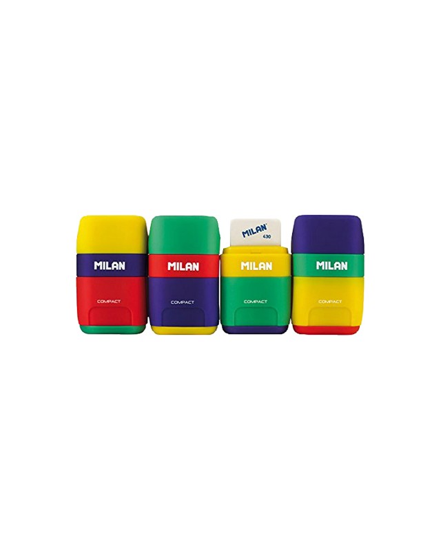 Sacapuntas milan plastico 2 usos con goma compact mix