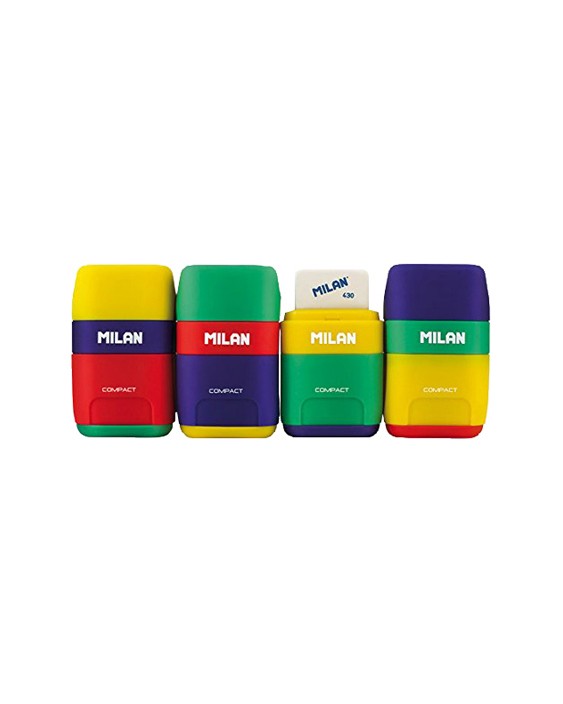 Sacapuntas milan plastico 2 usos con goma compact mix