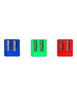 Sacapuntas liderpapel plastico 2 usos colores surtidos