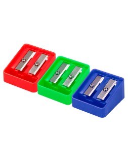 Sacapuntas liderpapel plastico 2 usos colores surtidos