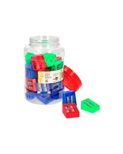 Sacapuntas liderpapel plastico 2 usos colores surtidos