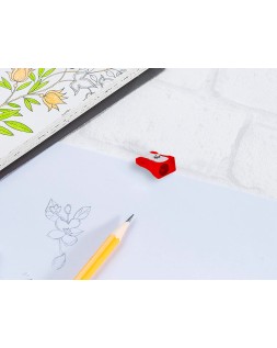 Sacapuntas liderpapel metalico cuña 1 uso color rojo