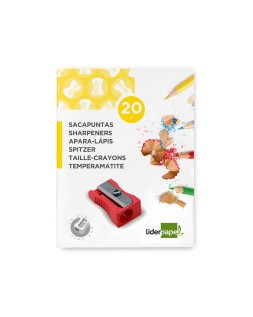 Sacapuntas liderpapel metalico cuña 1 uso color rojo