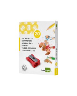 Sacapuntas liderpapel metalico cuña 1 uso color rojo