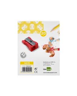 Sacapuntas liderpapel metalico cuña 1 uso color rojo