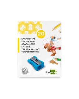 Sacapuntas liderpapel metalico cuña 1 uso color azul